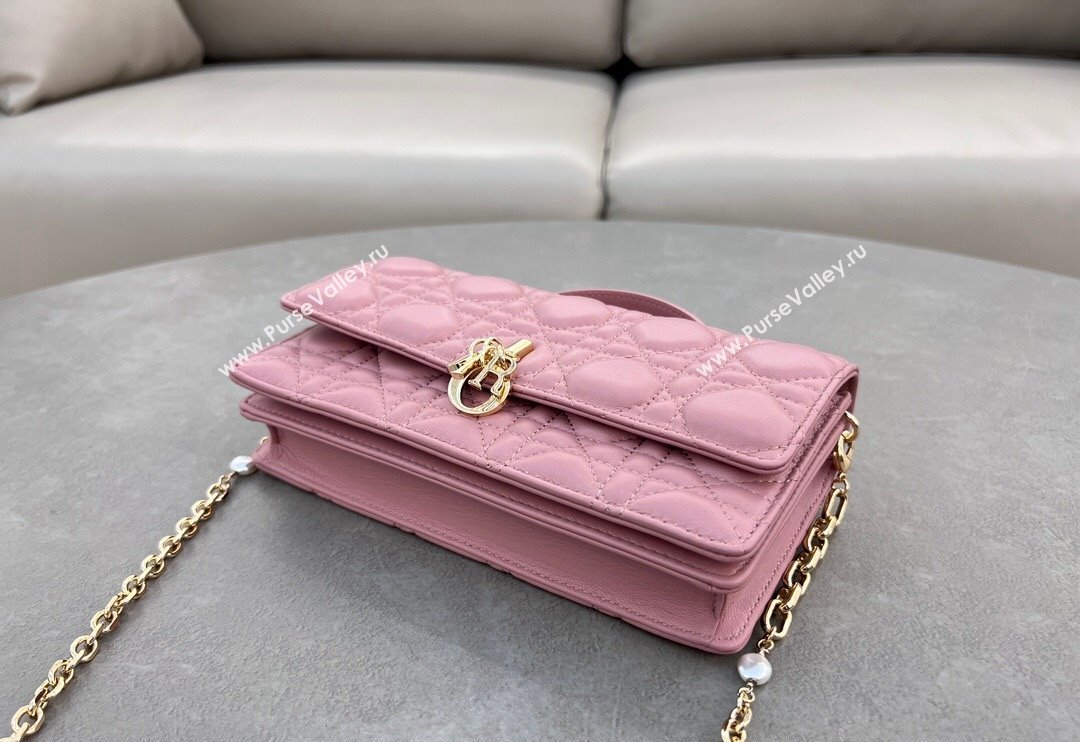 Dior My Dior Mini Bag in Cannage Lambskin with Pearl 0980 Aged Pink (BF-241031060)