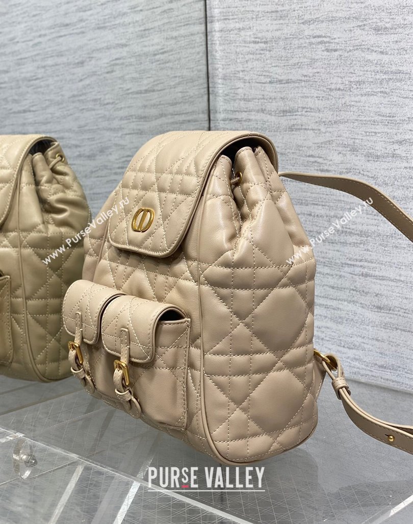 Dior Medium Dior Caro Backpack Bag in Macrocannage Lambskin Beige2 2024 (XXG-241101009)