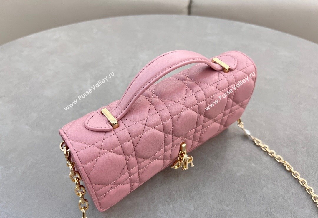 Dior My Dior Mini Bag in Cannage Lambskin with Pearl 0980 Aged Pink (BF-241031060)