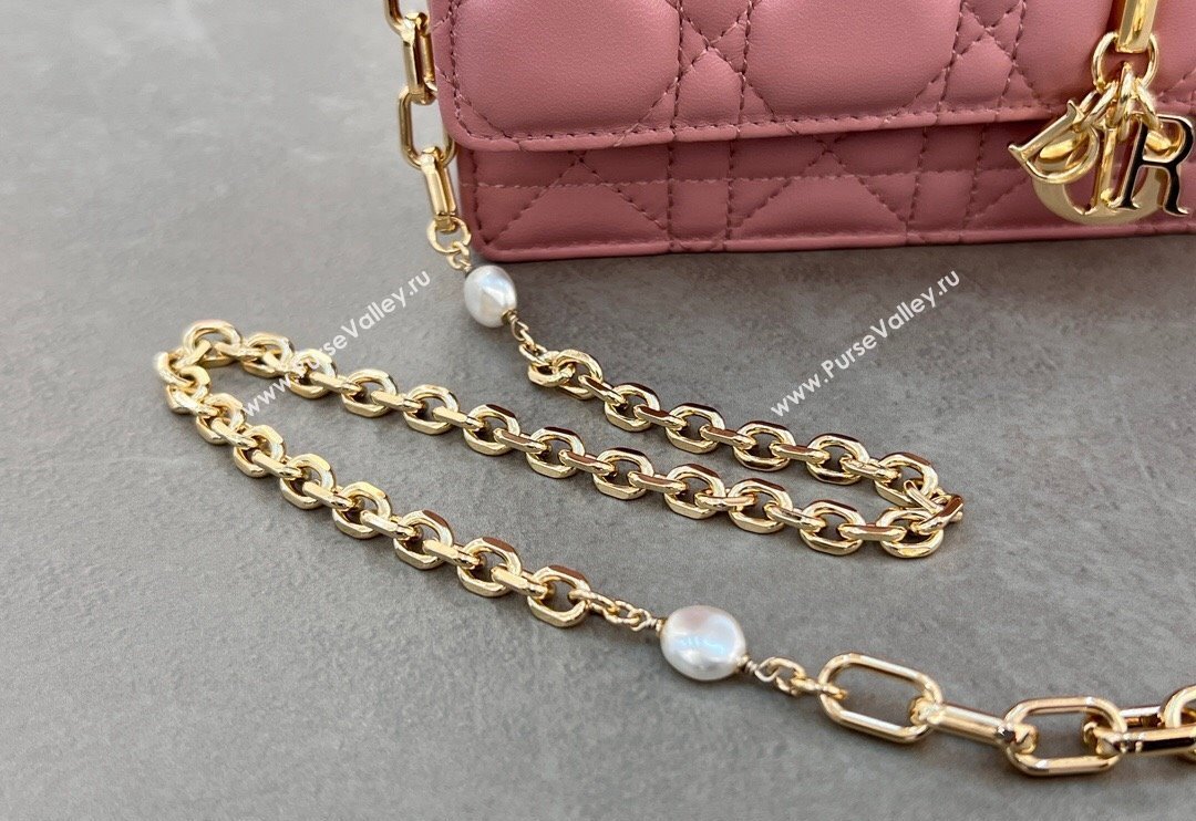 Dior My Dior Mini Bag in Cannage Lambskin with Pearl 0980 Aged Pink (BF-241031060)