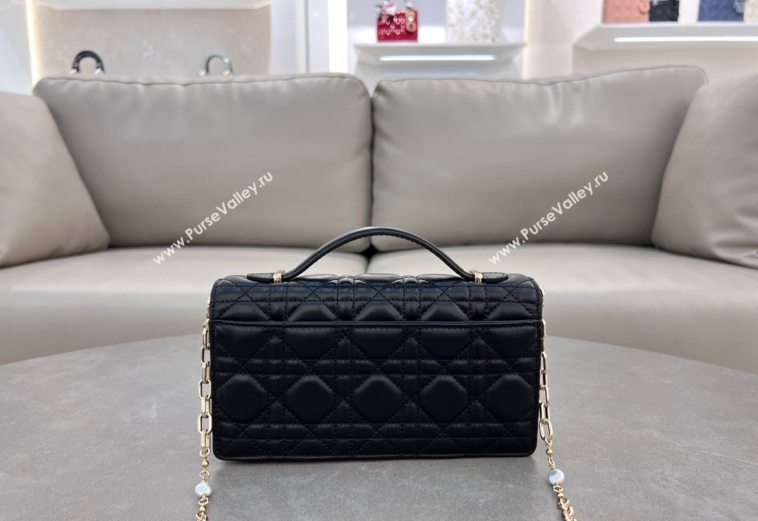 Dior My Dior Mini Bag in Cannage Lambskin with Pearl 0980 Black (BF-241031061)