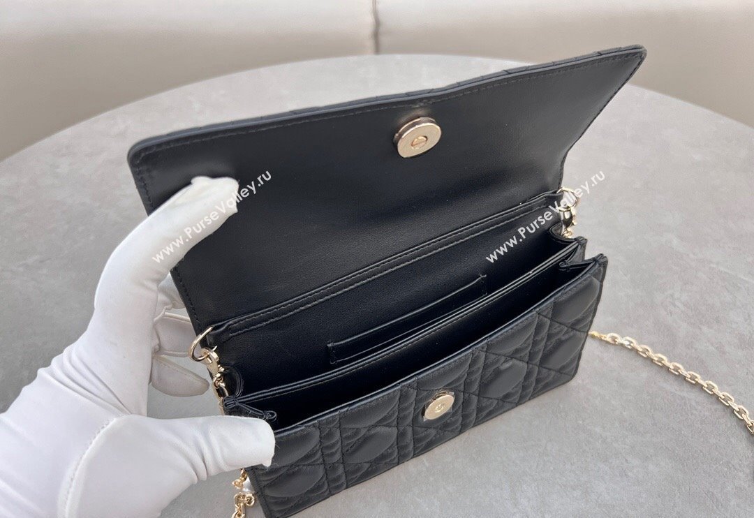 Dior My Dior Mini Bag in Cannage Lambskin with Pearl 0980 Black (BF-241031061)