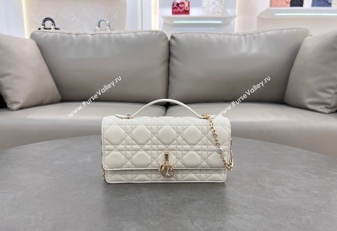 Dior My Dior Mini Bag in Cannage Lambskin with Pearl 0980 White (BF-241031062)