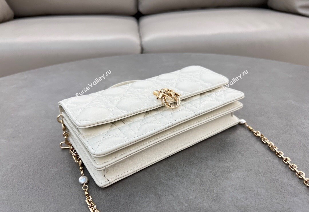 Dior My Dior Mini Bag in Cannage Lambskin with Pearl 0980 White (BF-241031062)