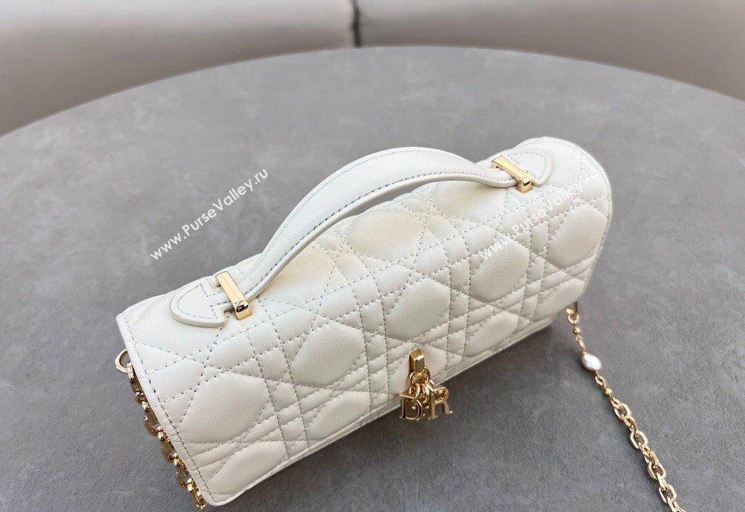 Dior My Dior Mini Bag in Cannage Lambskin with Pearl 0980 White (BF-241031062)