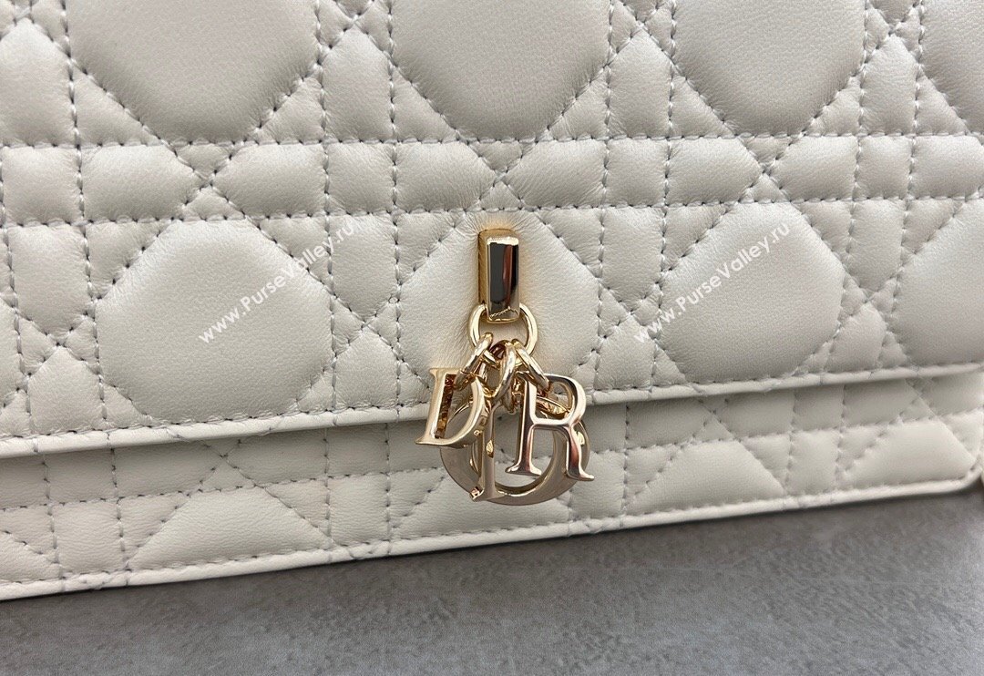 Dior My Dior Mini Bag in Cannage Lambskin with Pearl 0980 White (BF-241031062)