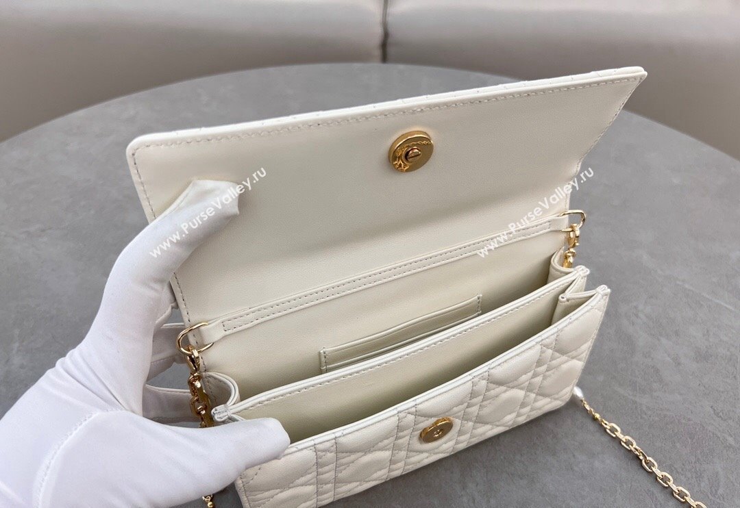 Dior My Dior Mini Bag in Cannage Lambskin with Pearl 0980 White (BF-241031062)