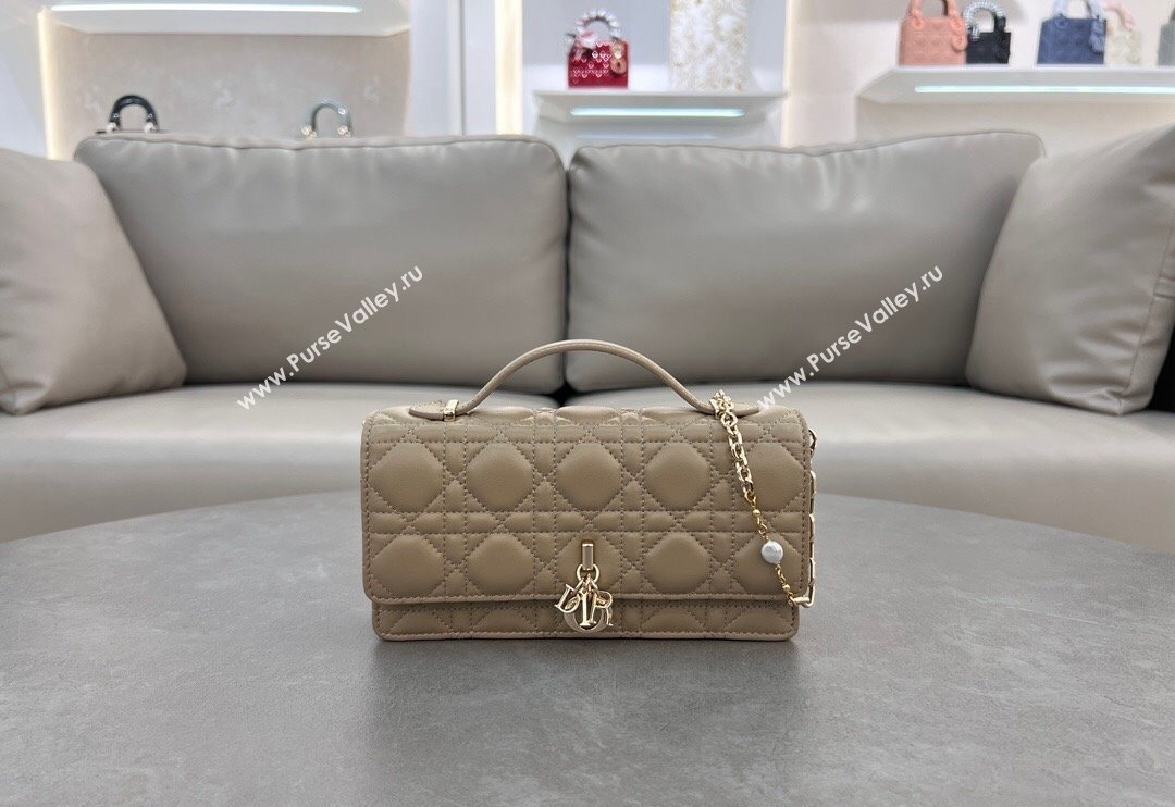 Dior My Dior Mini Bag in Cannage Lambskin with Pearl 0980 Beige 2 (BF-241031063)