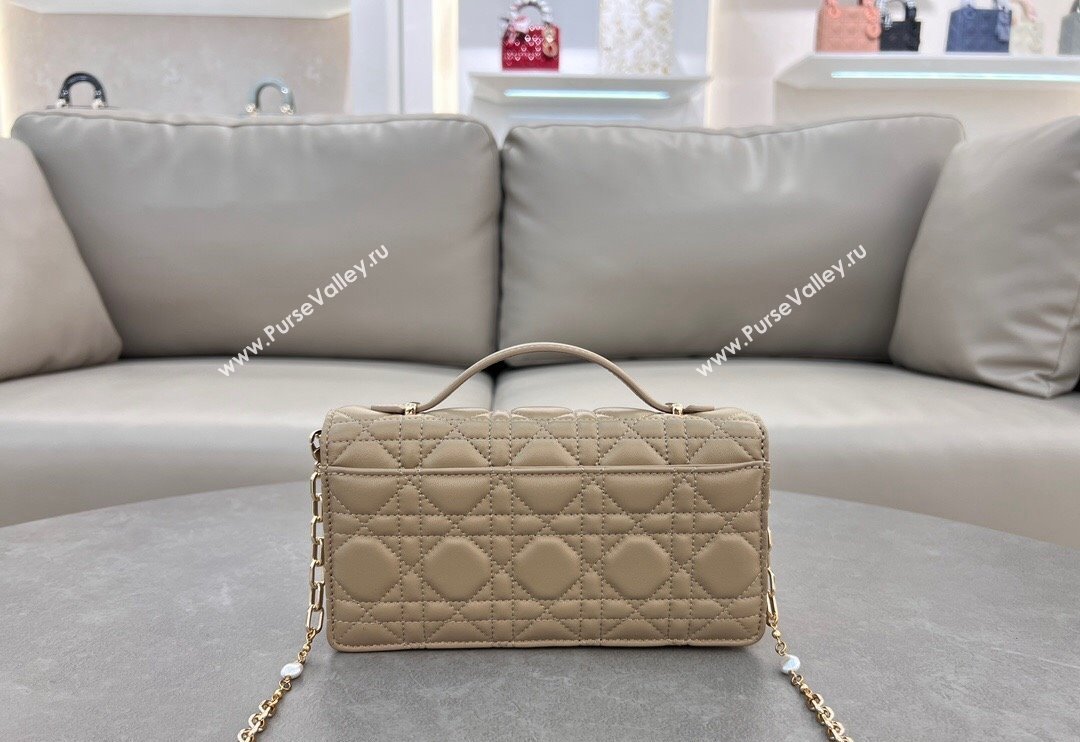 Dior My Dior Mini Bag in Cannage Lambskin with Pearl 0980 Beige 2 (BF-241031063)