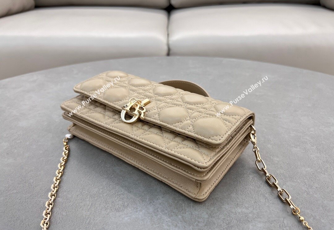 Dior My Dior Mini Bag in Cannage Lambskin with Pearl 0980 Beige 2 (BF-241031063)