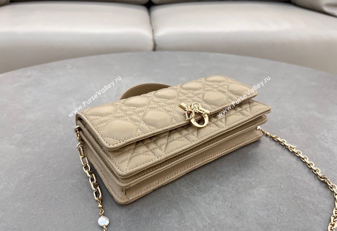 Dior My Dior Mini Bag in Cannage Lambskin with Pearl 0980 Beige 2 (BF-241031063)