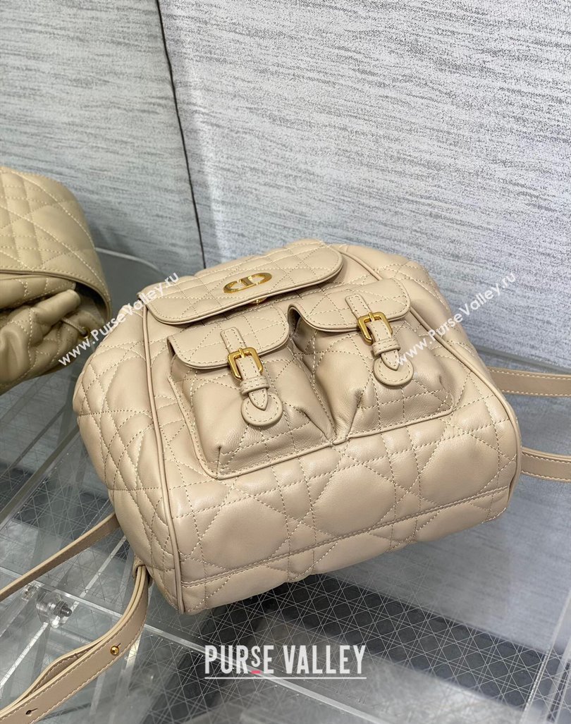 Dior Medium Dior Caro Backpack Bag in Macrocannage Lambskin Beige2 2024 (XXG-241101009)