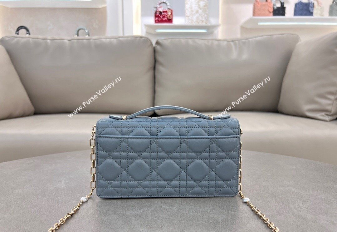 Dior My Dior Mini Bag in Cannage Lambskin with Pearl 0980 Dusty Blue (BF-241031064)