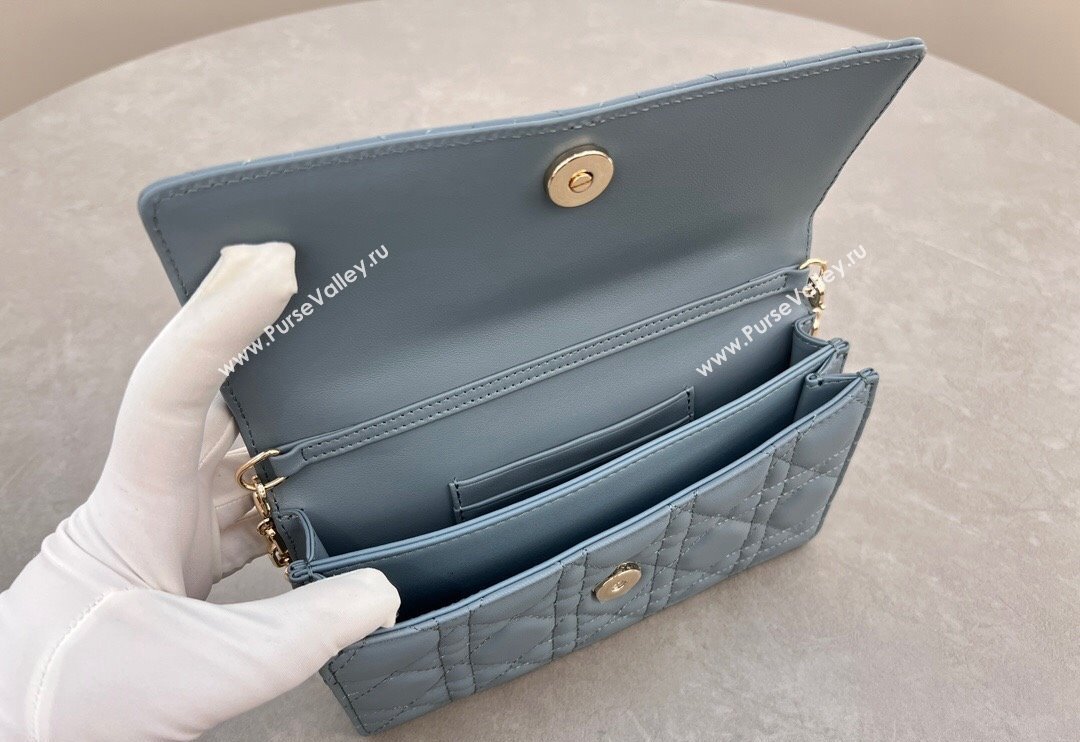 Dior My Dior Mini Bag in Cannage Lambskin with Pearl 0980 Dusty Blue (BF-241031064)