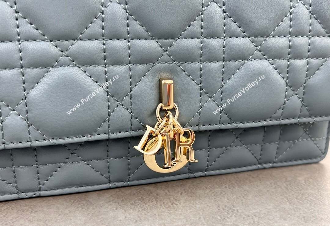 Dior My Dior Mini Bag in Cannage Lambskin with Pearl 0980 Dusty Blue (BF-241031064)