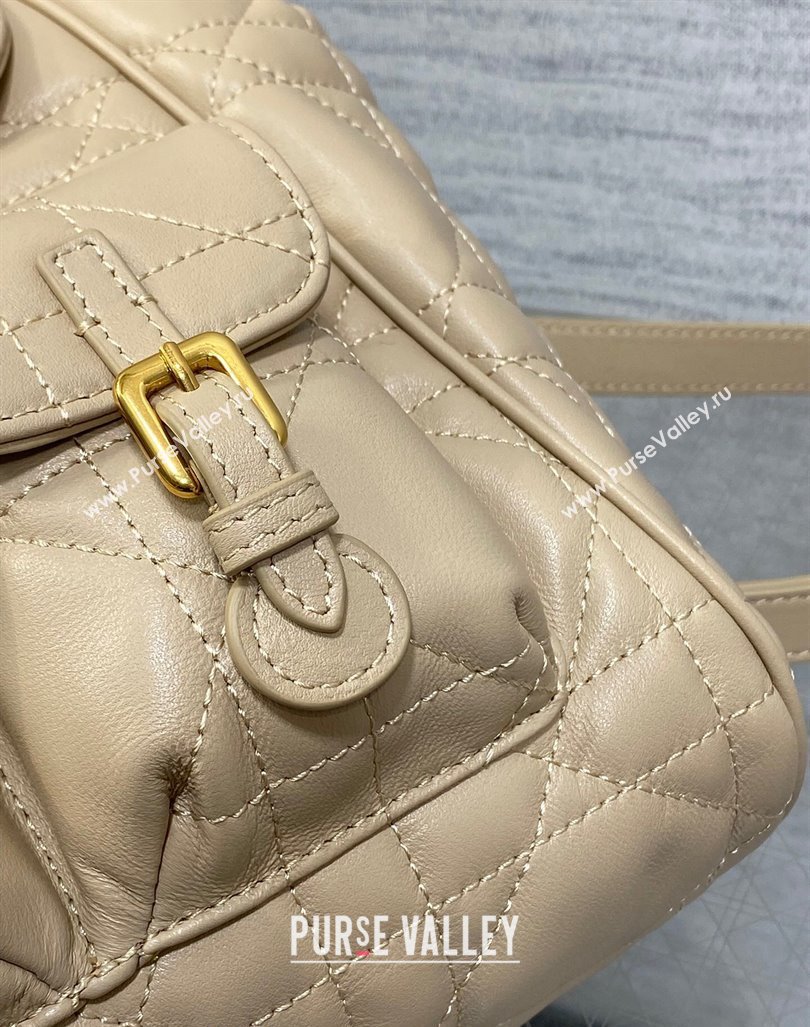 Dior Medium Dior Caro Backpack Bag in Macrocannage Lambskin Beige2 2024 (XXG-241101009)