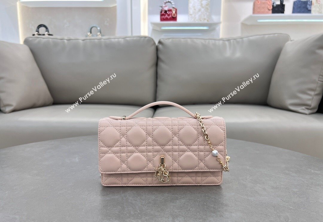 Dior My Dior Mini Bag in Cannage Lambskin with Pearl 0980 Blush Pink (BF-241031065)