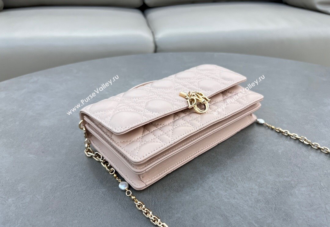 Dior My Dior Mini Bag in Cannage Lambskin with Pearl 0980 Blush Pink (BF-241031065)