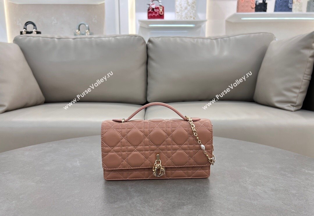 Dior My Dior Mini Bag in Cannage Lambskin with Pearl 0980 Rose Beige (BF-241031066)