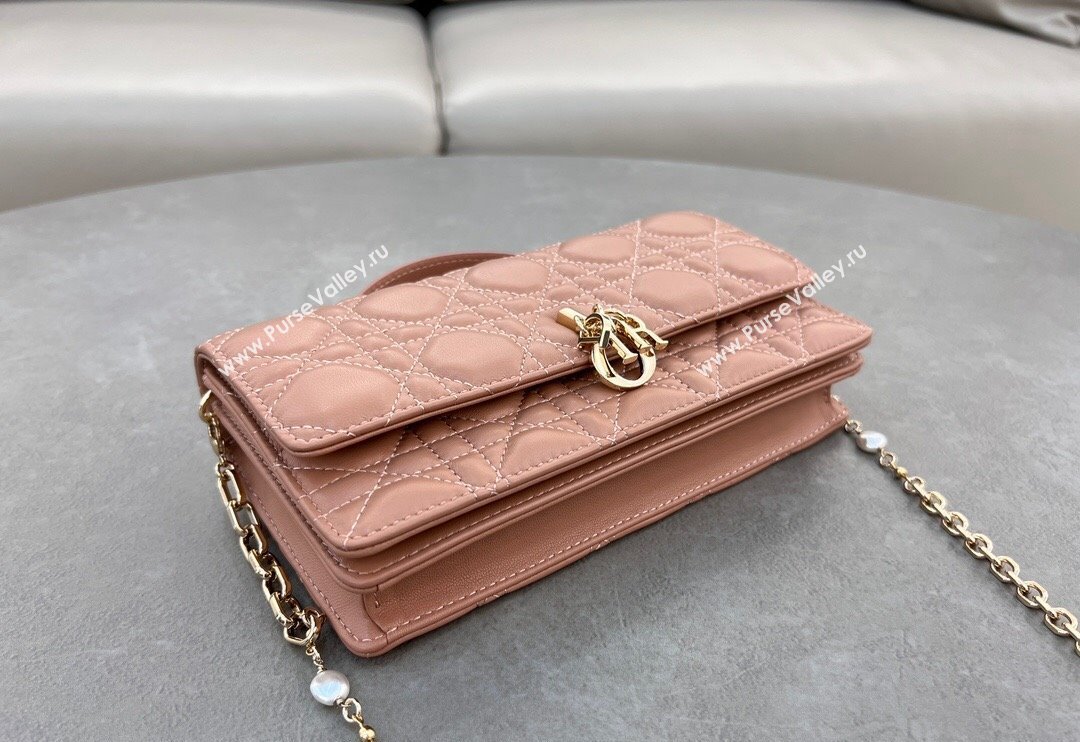 Dior My Dior Mini Bag in Cannage Lambskin with Pearl 0980 Rose Beige (BF-241031066)