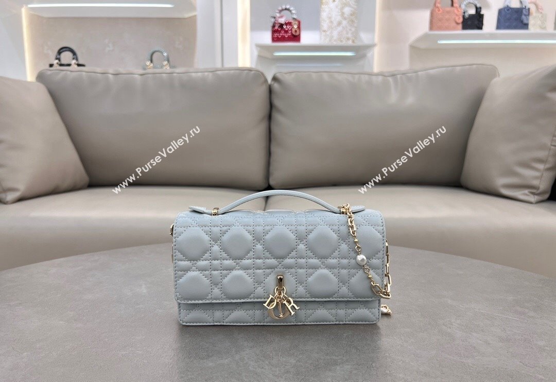 Dior My Dior Mini Bag in Cannage Lambskin with Pearl 0980 Lake Blue 2024 (BF-241031067)