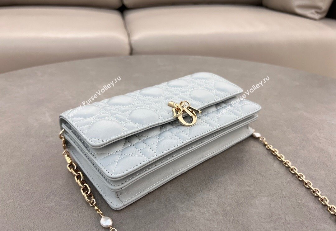 Dior My Dior Mini Bag in Cannage Lambskin with Pearl 0980 Lake Blue 2024 (BF-241031067)