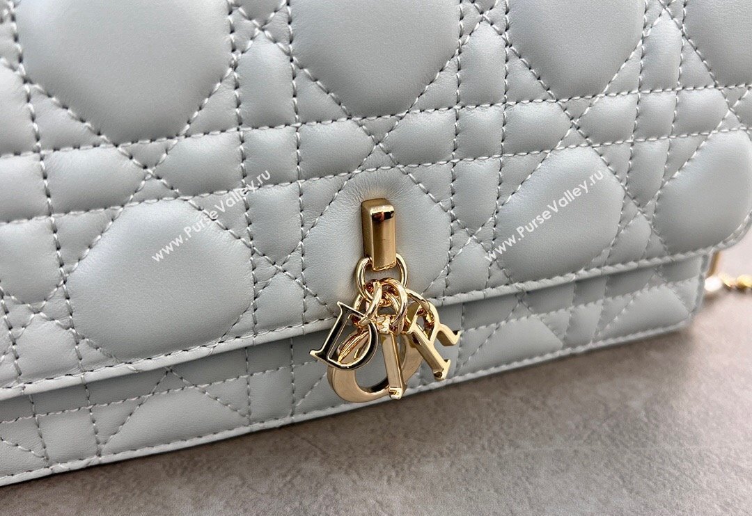 Dior My Dior Mini Bag in Cannage Lambskin with Pearl 0980 Lake Blue 2024 (BF-241031067)