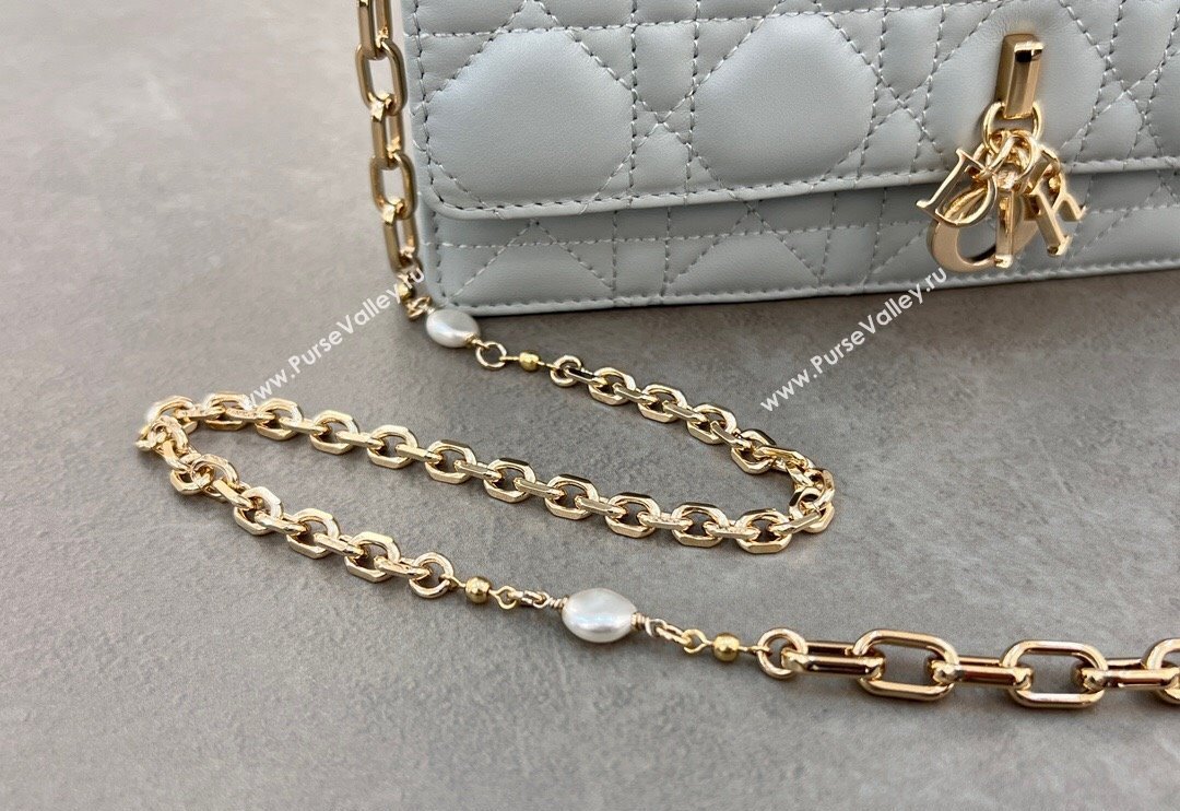 Dior My Dior Mini Bag in Cannage Lambskin with Pearl 0980 Lake Blue 2024 (BF-241031067)