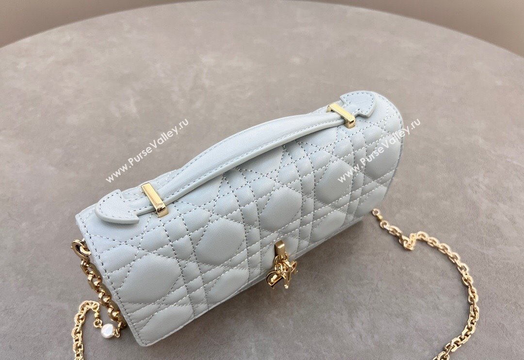 Dior My Dior Mini Bag in Cannage Lambskin with Pearl 0980 Lake Blue 2024 (BF-241031067)