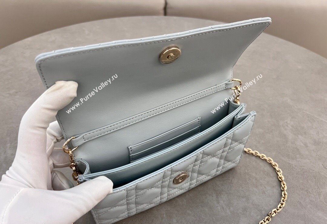 Dior My Dior Mini Bag in Cannage Lambskin with Pearl 0980 Lake Blue 2024 (BF-241031067)