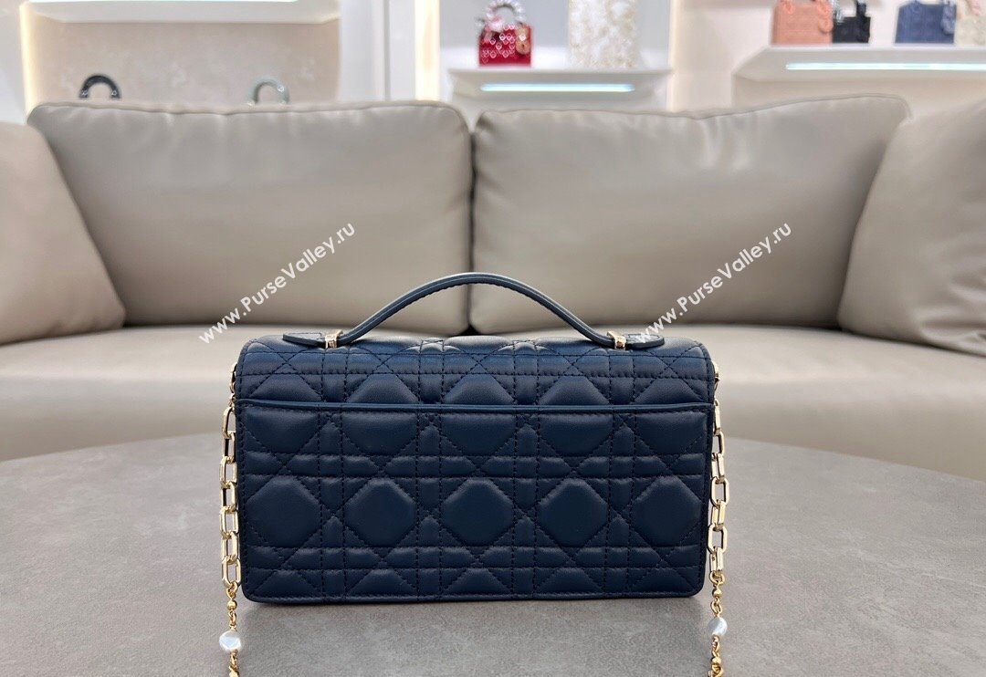 Dior My Dior Mini Bag in Cannage Lambskin with Pearl 0980 Royal Blue (BF-241031068)