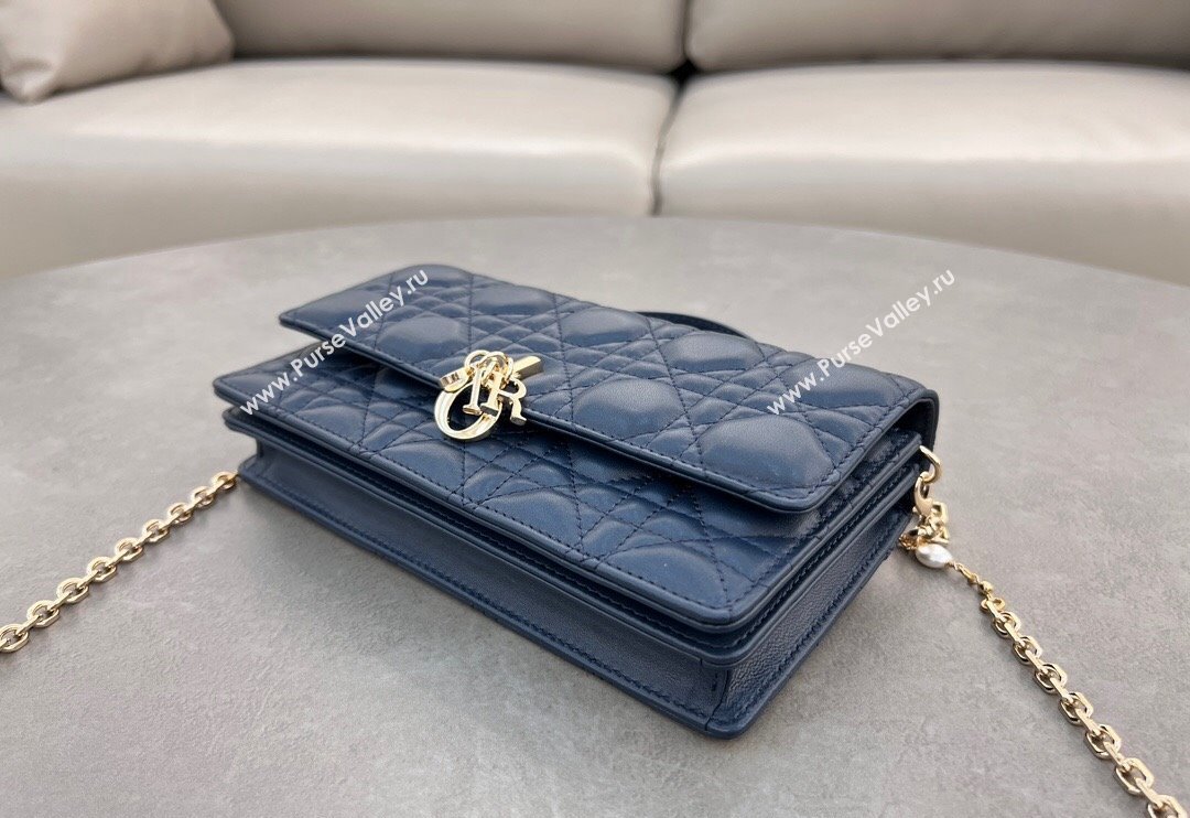 Dior My Dior Mini Bag in Cannage Lambskin with Pearl 0980 Royal Blue (BF-241031068)