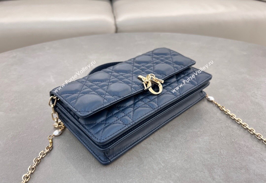 Dior My Dior Mini Bag in Cannage Lambskin with Pearl 0980 Royal Blue (BF-241031068)