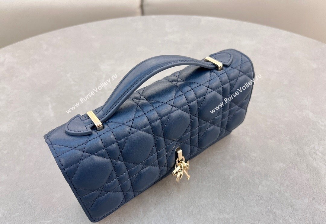 Dior My Dior Mini Bag in Cannage Lambskin with Pearl 0980 Royal Blue (BF-241031068)