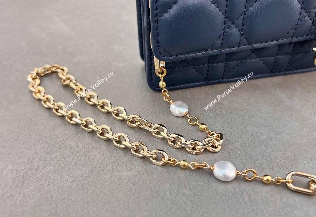 Dior My Dior Mini Bag in Cannage Lambskin with Pearl 0980 Royal Blue (BF-241031068)