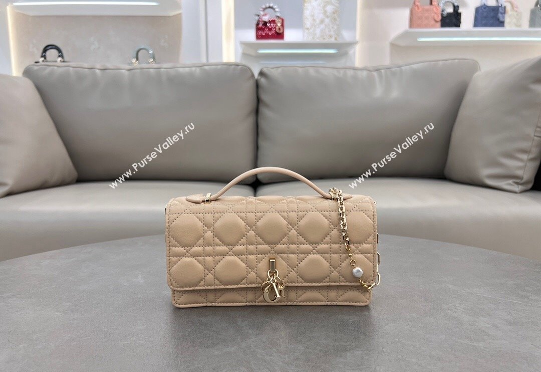 Dior My Dior Mini Bag in Cannage Lambskin with Pearl 0980 Light Beige (BF-241031069)