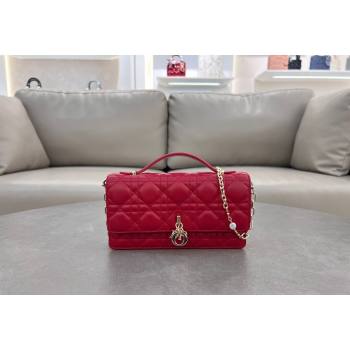 Dior My Dior Mini Bag in Cannage Lambskin with Pearl 0980 Red (BF-241031072)