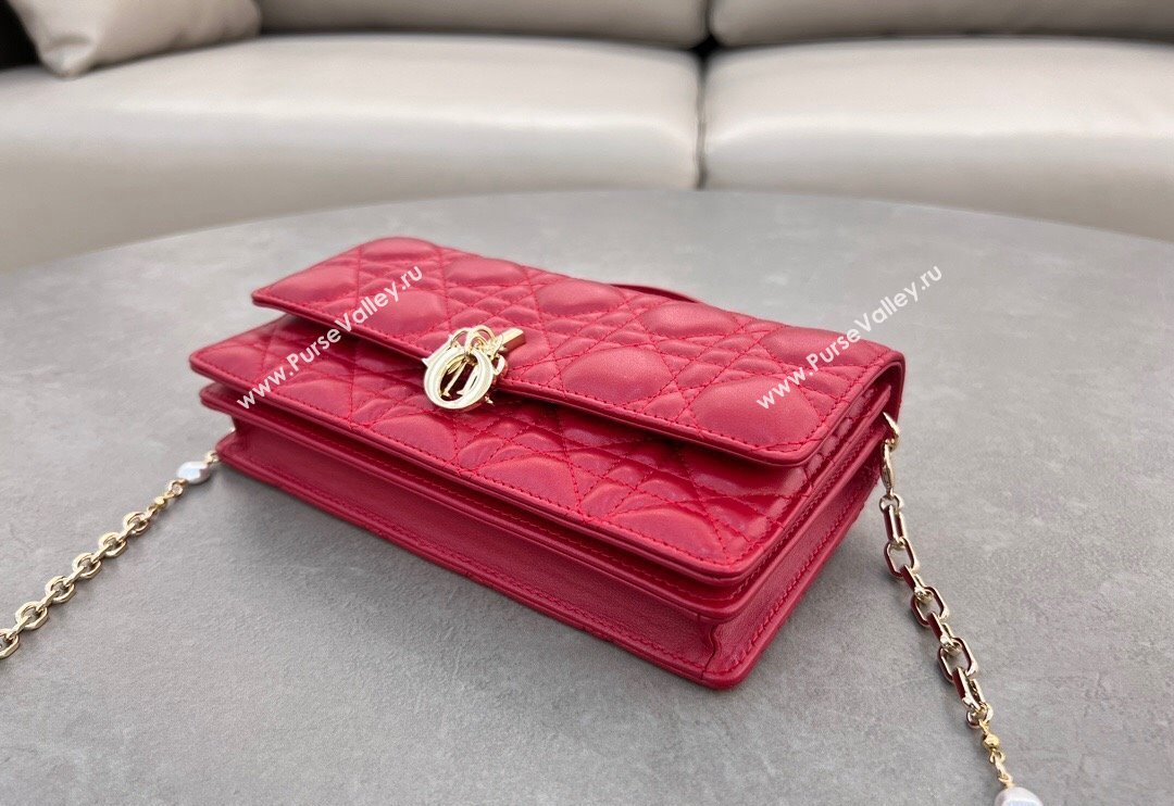 Dior My Dior Mini Bag in Cannage Lambskin with Pearl 0980 Red (BF-241031072)