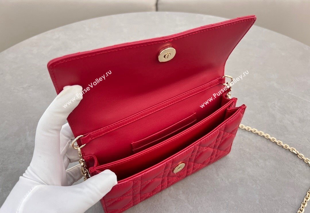 Dior My Dior Mini Bag in Cannage Lambskin with Pearl 0980 Red (BF-241031072)