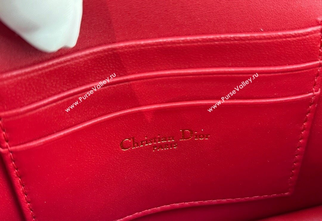 Dior My Dior Mini Bag in Cannage Lambskin with Pearl 0980 Red (BF-241031072)