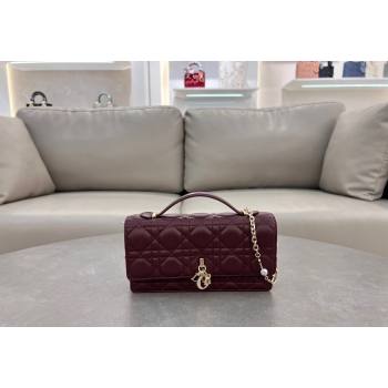 Dior My Dior Mini Bag in Cannage Lambskin with Pearl 0980 Dark Burgundy (BF-241031073)