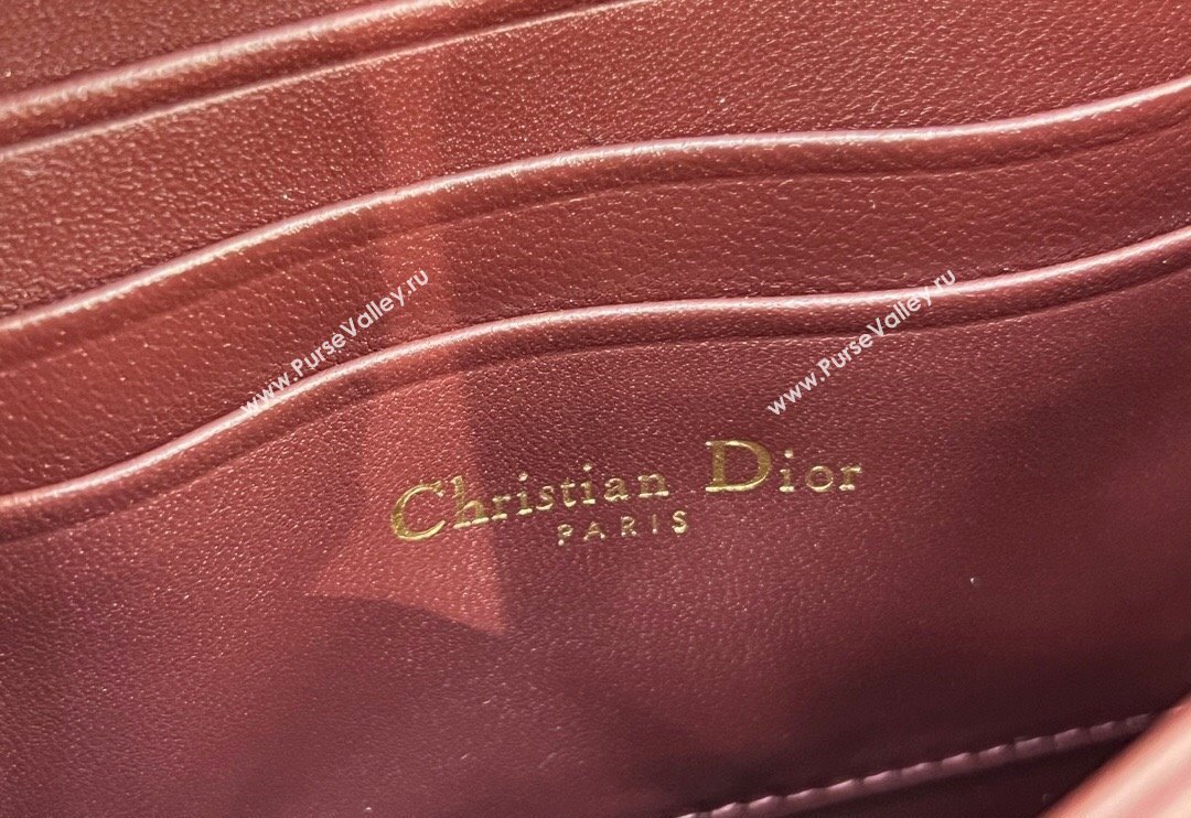 Dior My Dior Mini Bag in Cannage Lambskin with Pearl 0980 Dark Burgundy (BF-241031073)