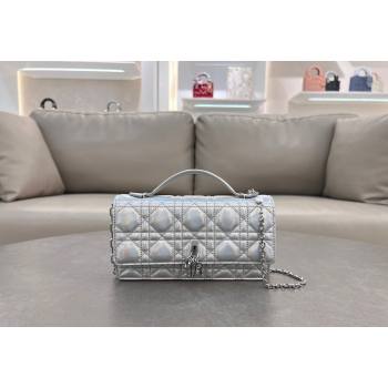 Dior My Dior Mini Bag in Cannage Lambskin with Pearl 0980 Iridescent Silver (BF-241031074)