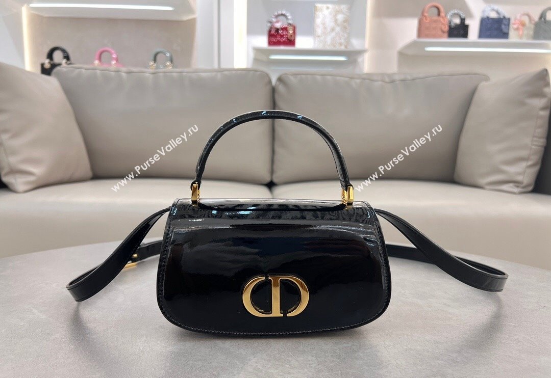 Dior Small 30 Montaigne Avenue Top Handle Bag in Patent Calfskin Black 2024 6530 (XXG-241101017)