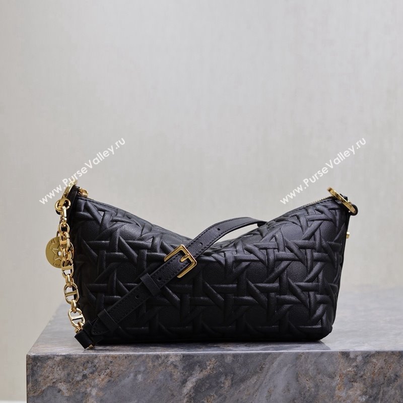 Dior Diorstar Hobo Bag with Chain in Graphic Cannage Calfskin Black 2024 M3202 (XXG-241101035)