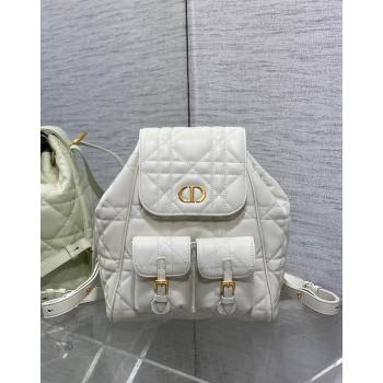 Dior Medium Dior Caro Backpack Bag in Macrocannage Lambskin White 2024 (XXG-241101010)