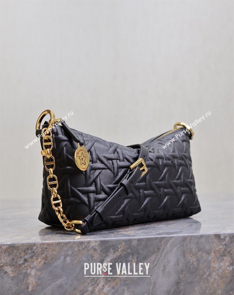 Dior Diorstar Hobo Bag with Chain in Graphic Cannage Calfskin Black 2024 M3202 (XXG-241101035)