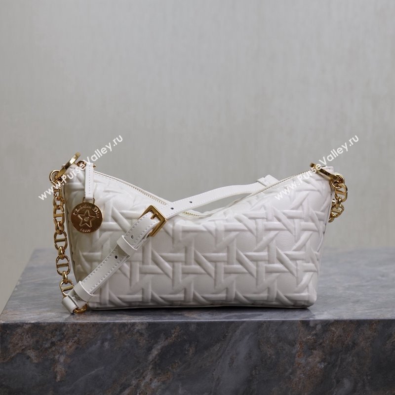 Dior Diorstar Hobo Bag with Chain in Graphic Cannage Calfskin White 2024 M3202 (XXG-241101036)