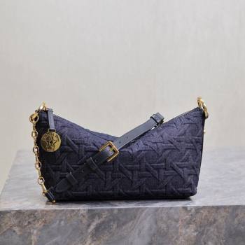 Dior Diorstar Hobo Bag with Chain in Blue Graphic Cannage Denim 2024 M3202 (XXG-241101037)