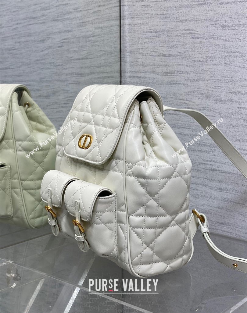 Dior Medium Dior Caro Backpack Bag in Macrocannage Lambskin White 2024 (XXG-241101010)